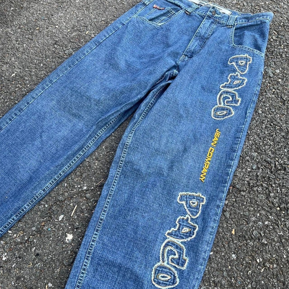 Vintage 1990s Paco Jean Co. graphic embroidered logo denim jeans Size 34"x32"
